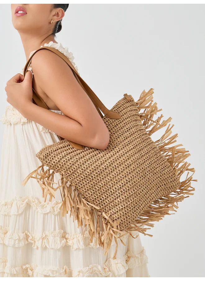 Styli Styli Side Fringe Detail Beach Shoulder Bag