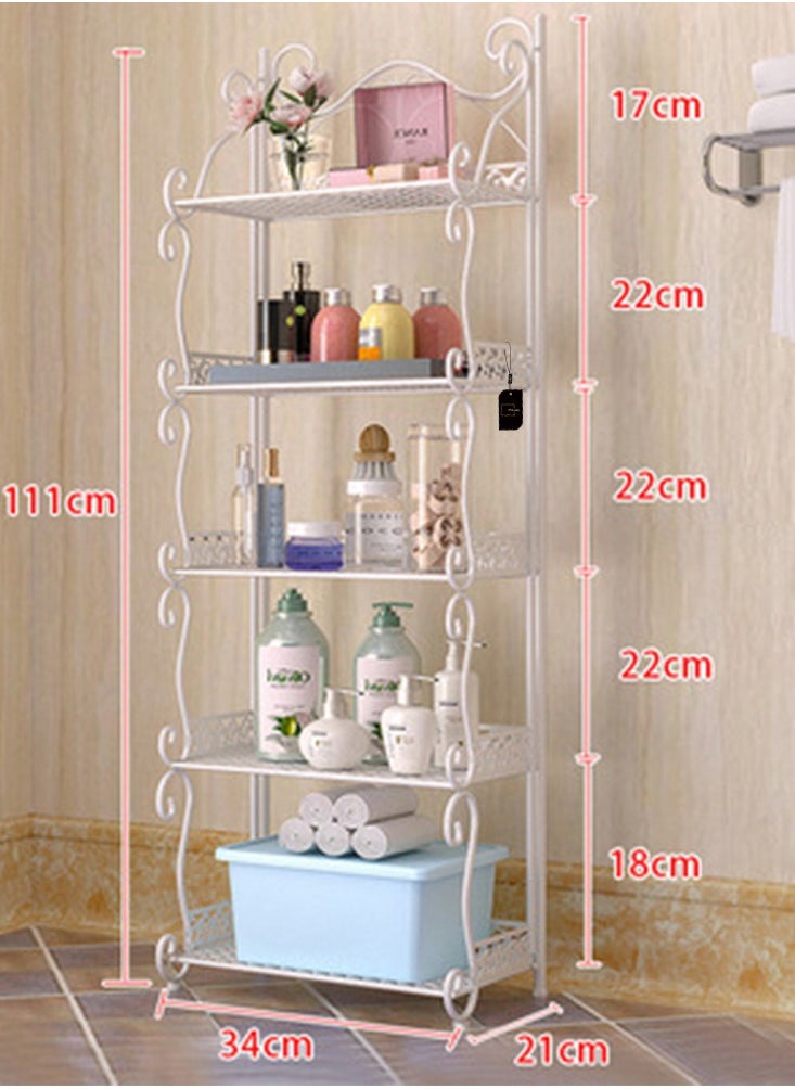 Sharpdo Bathroom/bedroom/living Room/kitchen Wrought Iron Shelf Floor-to-ceiling Five-layer Shelf Storage Storage Shelf  - Image 2