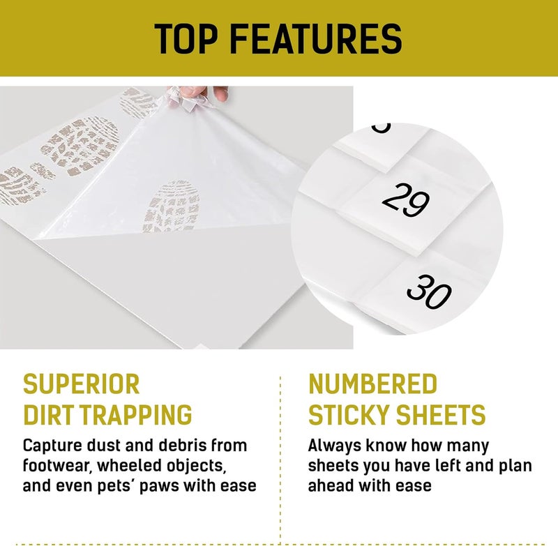 LOSTRONAUT 4 Pack White Grip Construction Mats - 17x13 Basketball Shoe Pad - 30 Peel-Off Floor Sheets, Adhesive for Dirt, Dust, Debris, Sand & Hair Removal - Basketball Sticky Mat - Shoe Sticky Pad - Image 4