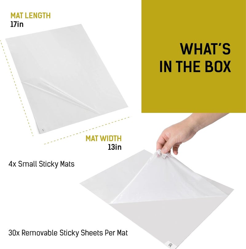 LOSTRONAUT 4 Pack White Grip Construction Mats - 17x13 Basketball Shoe Pad - 30 Peel-Off Floor Sheets, Adhesive for Dirt, Dust, Debris, Sand & Hair Removal - Basketball Sticky Mat - Shoe Sticky Pad - Image 3