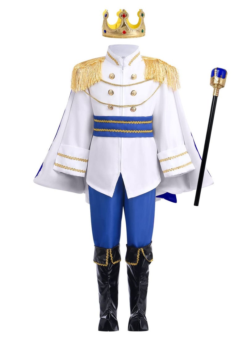 Prince Charming Cosplay Costume for Toddler Kid Medieval Royal Prince Jacket Pants Crown Dress Up Party Outfit For Boys - Image 1