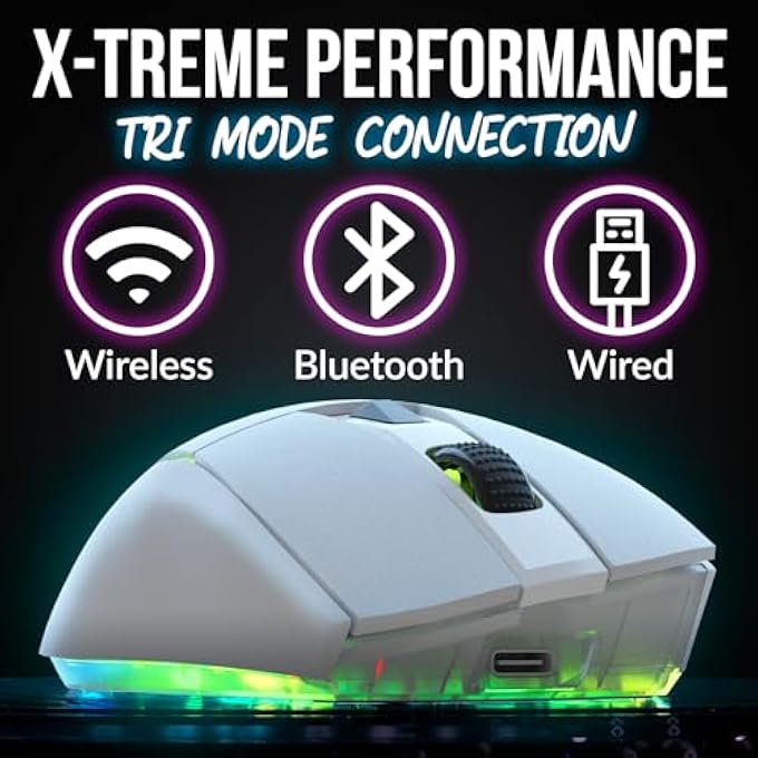 KLIM BLAZE X RGB + RECHARGEABLE WIRELESS GAMING MOUSE WITH CHARGING STATION + LONG LASTING BATTERY + UP TO 12000 DPI + WIRED & WIRELESS MOUSE PC, PS5, PS4, MAC + WHITE - Image 2