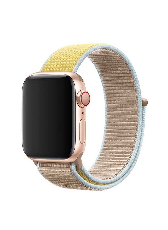 WooFree - Nylon Band for Apple Watch 45mm 44mm 42mm Soft Replacement Strap for iWatch Yellow and Brown - Image 1