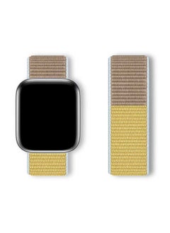 Nylon Band for Apple Watch 45mm 44mm 42mm Soft Replacement Strap for iWatch Yellow and Brown