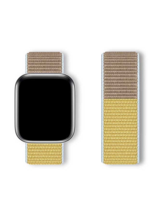 WooFree - Nylon Band for Apple Watch 45mm 44mm 42mm Soft Replacement Strap for iWatch Yellow and Brown - Image 1