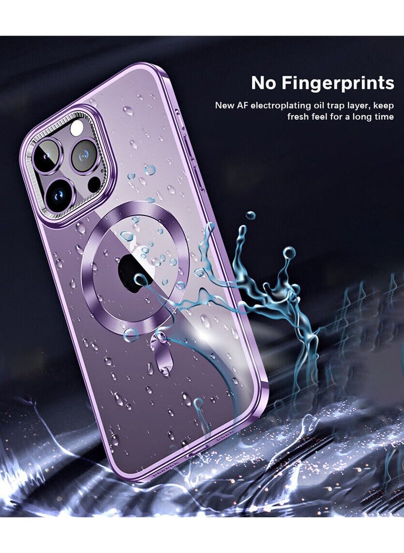 Color Fans - Slim Magnetic Clear Phone Case MagSafe Cover For iPhone 14 Pro 6.1 inch Purple - Image 1