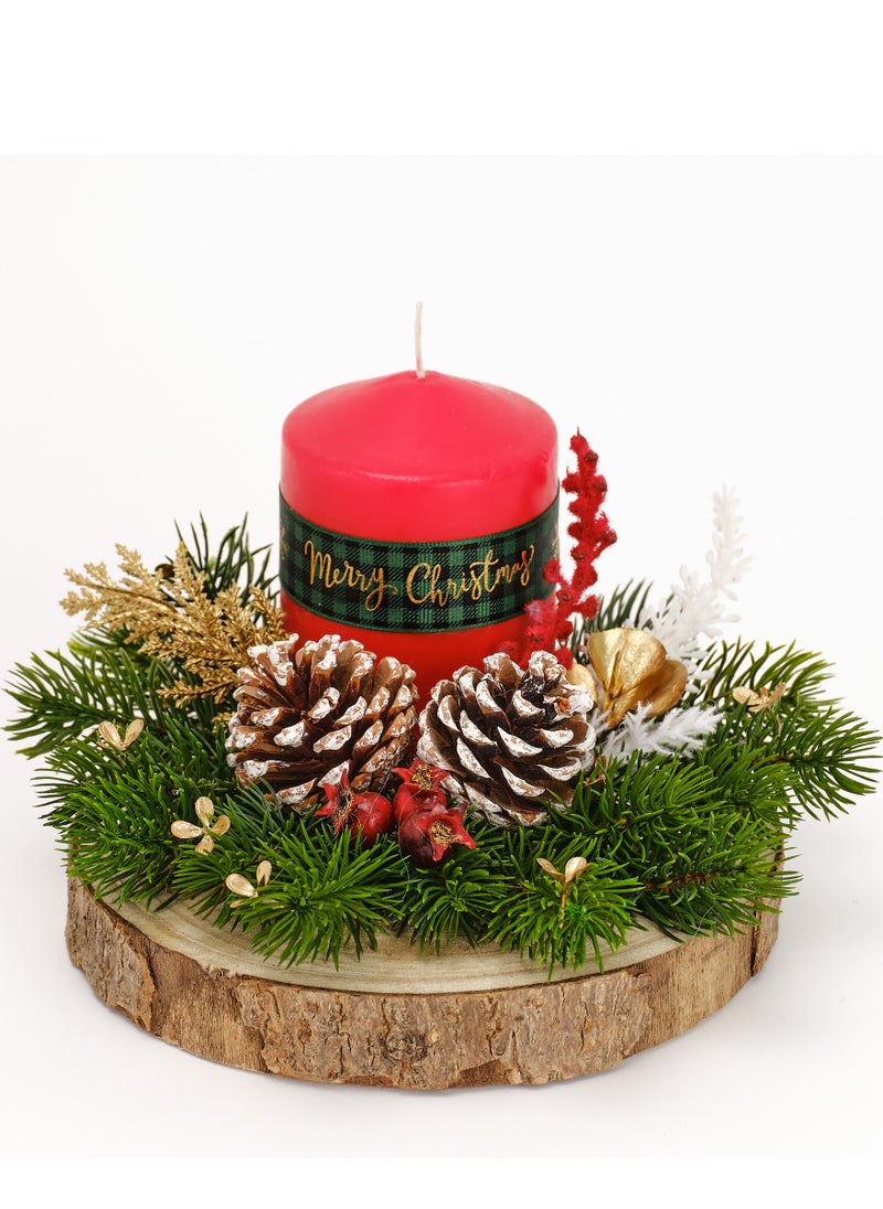 Christmas Centerpiece with Bold Red Candle – Handcrafted Holiday Table Decor in Wooden Vase with Green Faux Leaves | Red Berries | Pine Cones | Festive Accents for Elegant Celebrations - pzsku/ZF115AA5C6D6065B7EE60Z/45/_/1731924349/dfa103bd-5d83-4ed0-b948-6b8ca2cae436