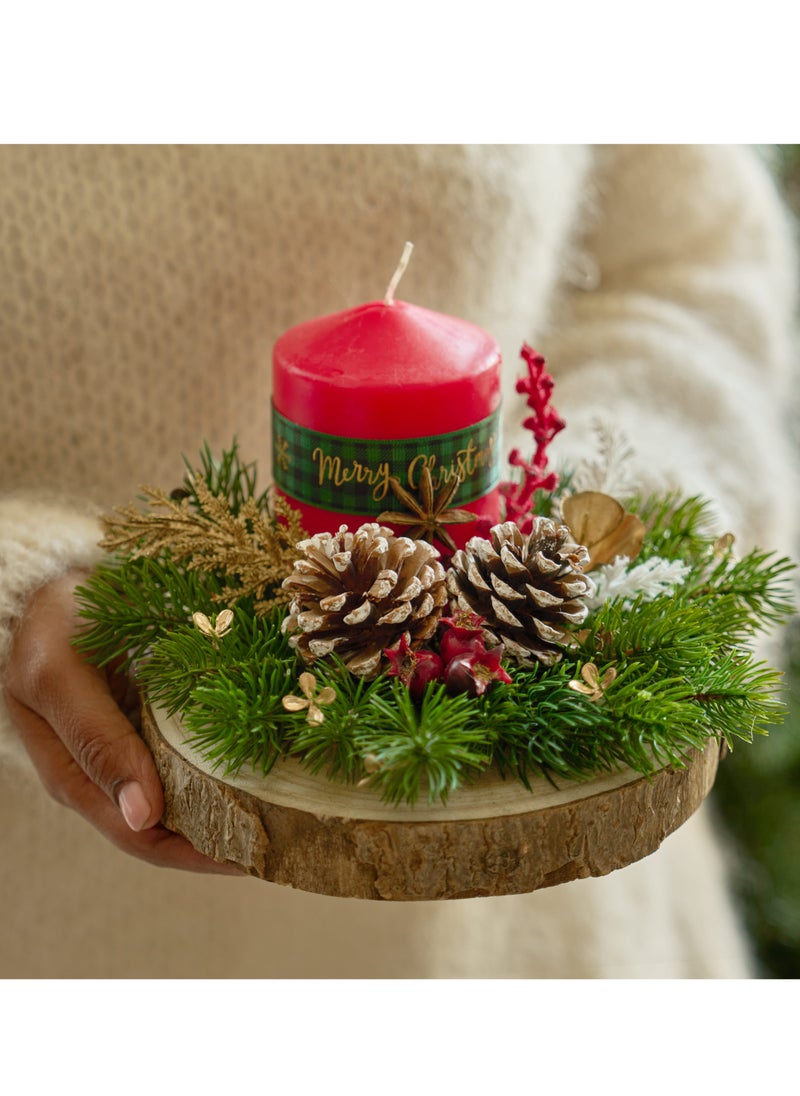 Christmas Centerpiece with Bold Red Candle – Handcrafted Holiday Table Decor in Wooden Vase with Green Faux Leaves | Red Berries | Pine Cones | Festive Accents for Elegant Celebrations - pzsku/ZF115AA5C6D6065B7EE60Z/45/_/1732187484/890803ea-55fa-41c9-8938-bf01ae54ea85