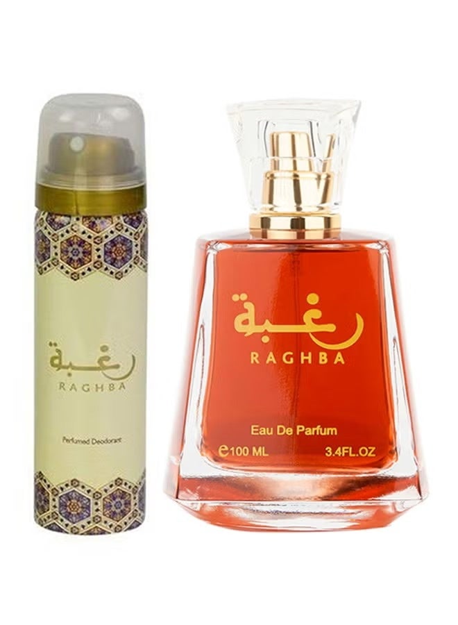 Lattafa Raghba EDP With Perfumed Deodorant 100ml - Image 2