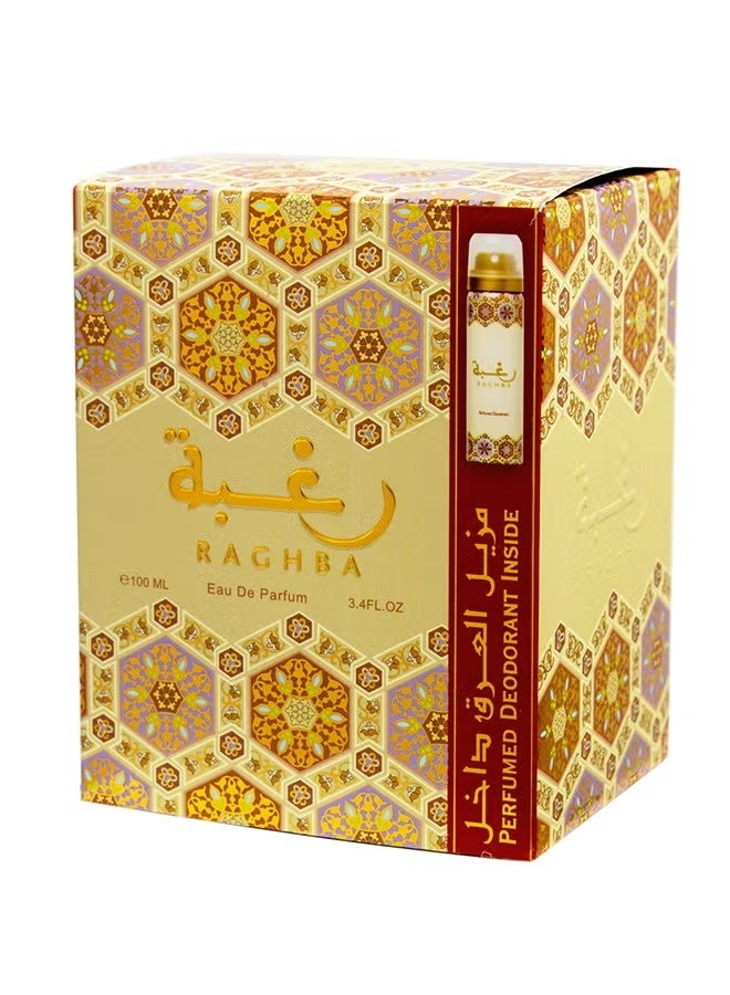 Lattafa Raghba EDP With Perfumed Deodorant 100ml - Image 3