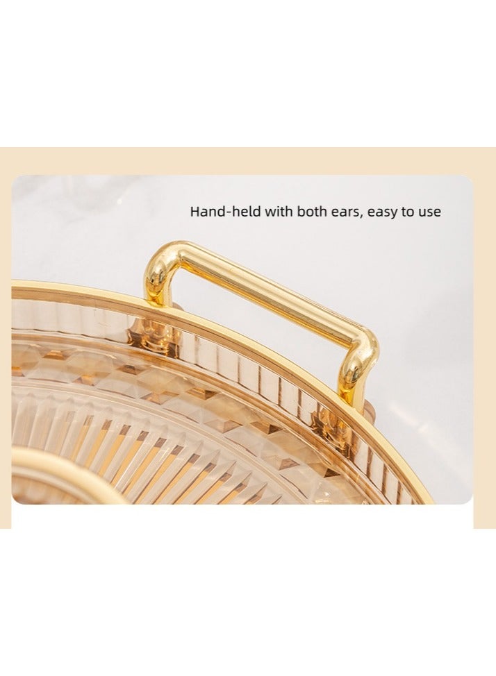 Double-eared round tray acrylic food fruit tray suitable for restaurants, kitchens, bathrooms, storage non-slip trays - transparent white  - Image 4