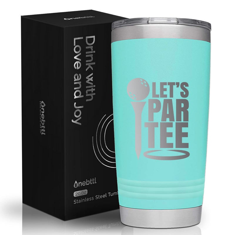 Onebttl Golf Gifts for Men  Funny 20oz Tumbler Perfect for Golf Dads  Lovers  Teal  Lets Partee