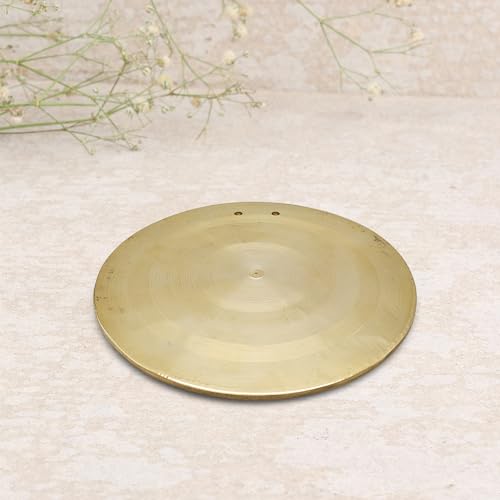 DOKCHAN Brass Round Ghadiyal Ghanta | Vijay ghanta | Bell Plate With Wooden Hammer for School And Pooja (Plate Size - 16.5cm | Hammer Size - 34cm) - Image 3