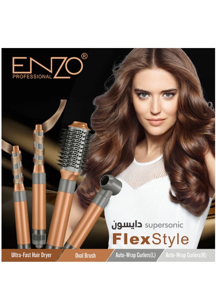 ENZO Professional **ENZO EN-4131 4-in-1 Professional Hair Styler – High-Speed Ionic Air Wrap Curler, 20000 RPM Ultra-Fast Hair Dryer, Adjustable Heat & Speed, Cool Shot, and Volumizing Oval Brush – Salon & Home Use – Intl Version**  - Image 2