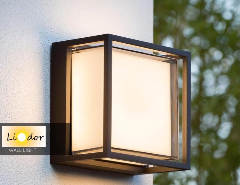 LIODOR 12W Large Dice Waterproof Metal Covered Wall Lamp | Warm White Outdoor Wall Light with PC Cover | Exterior Lighting for Home Entrance, Balcony, Garden (1 Unit) - Image 2