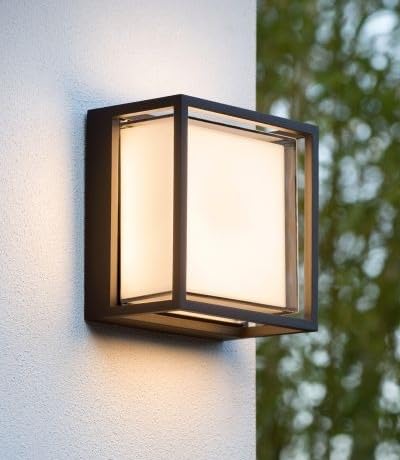 LIODOR 12W Large Dice Waterproof Metal Covered Wall Lamp | Warm White Outdoor Wall Light with PC Cover | Exterior Lighting for Home Entrance, Balcony, Garden (1 Unit) - Image 1