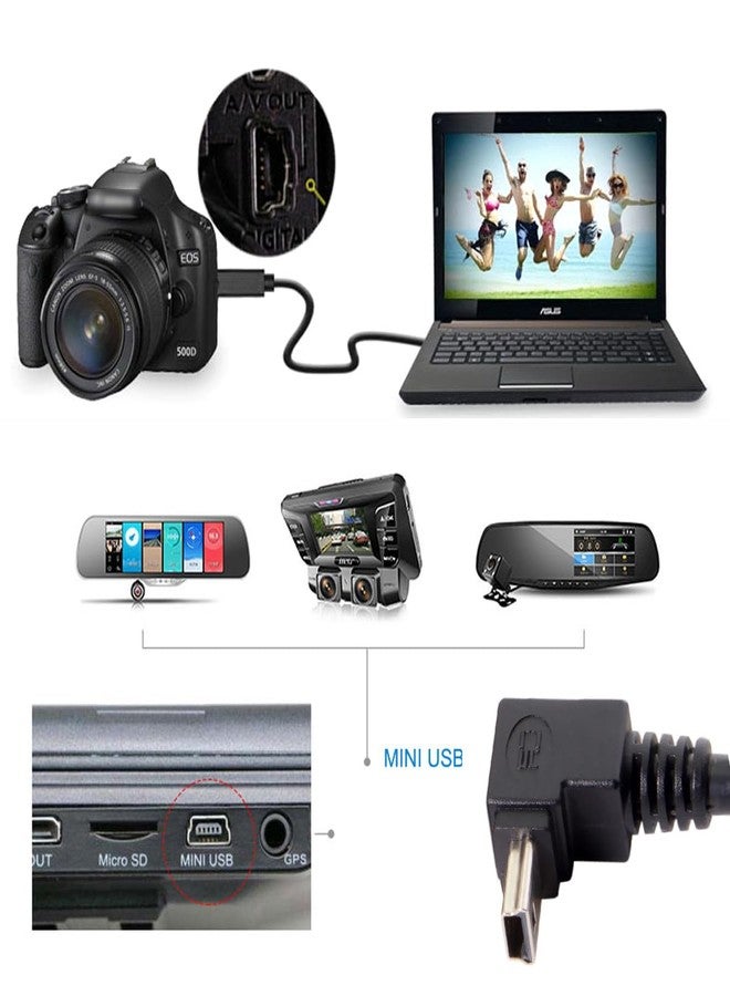 cablecc 2pcs 90 Degree Up & Down Direction Angled Mini USB 5 Pin Male to Female Extension Cable 0.2m - Image 5