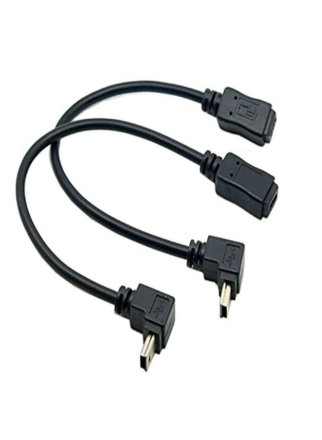 cablecc 2pcs 90 Degree Up & Down Direction Angled Mini USB 5 Pin Male to Female Extension Cable 0.2m - Image 1