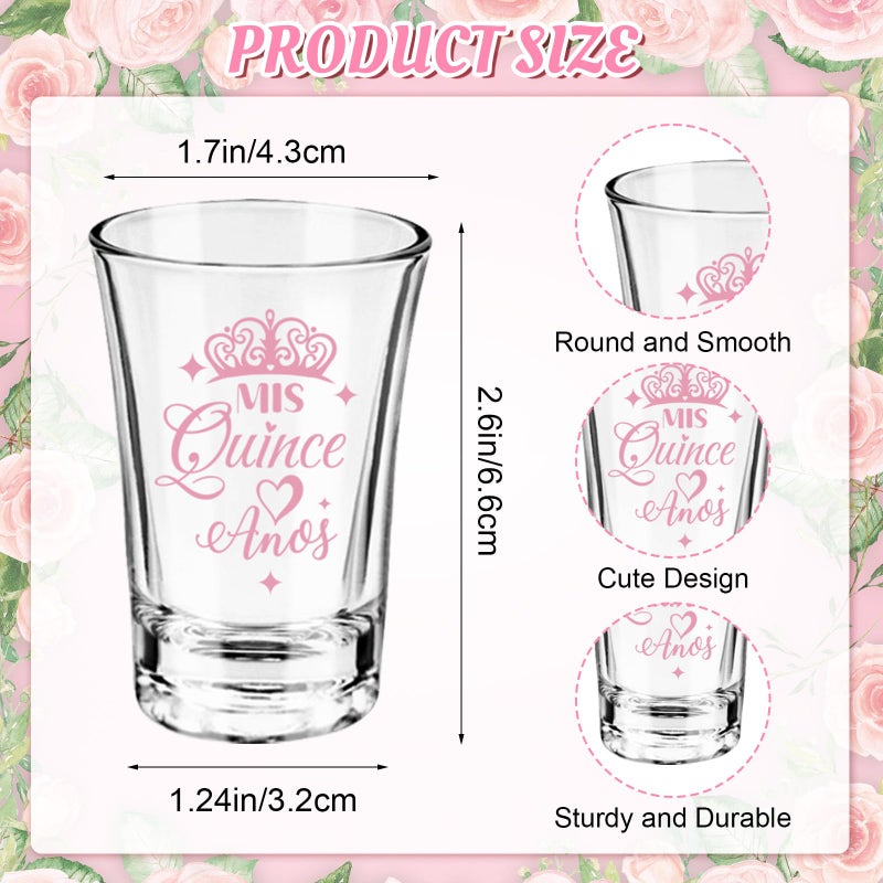 IANFEPH 50 Sets Quinceanera Party Favors for Guests Quinceanera Clear Acrylic Shot Glasses Thank You Cards Organza Bags Mis Quince Anos Sweet 15 Birthday Party Thank You Gifts Supplies - Image 2