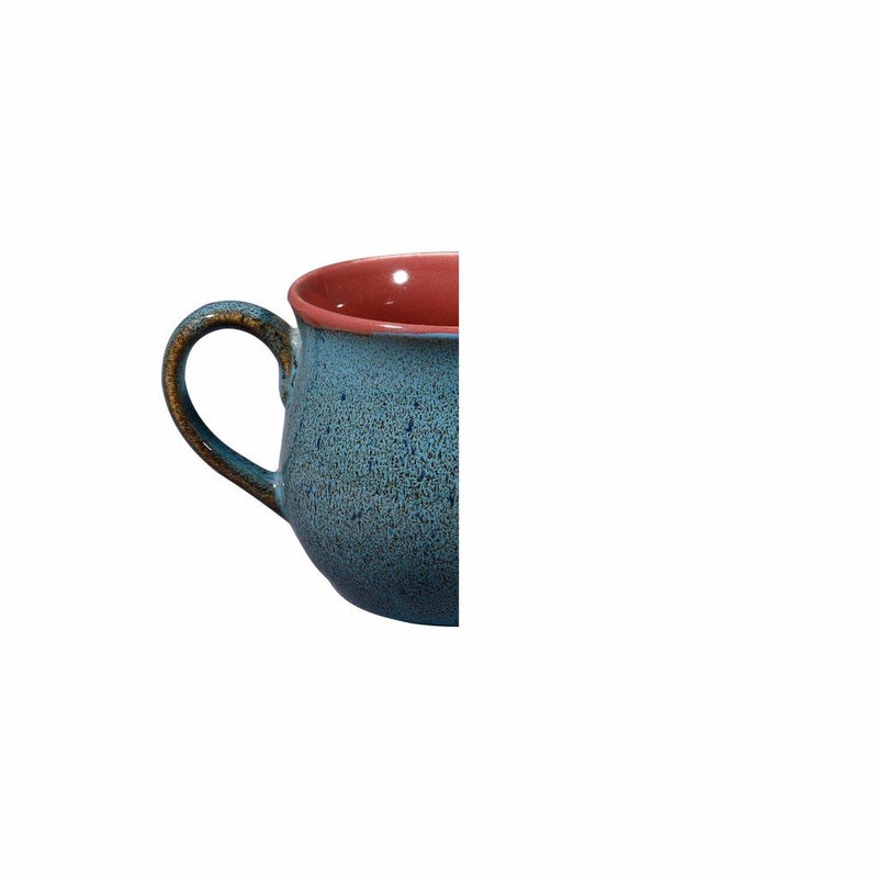 Caffeine Ceramic Handmade Blue & Maroon Crackle Tea Cup (Set of 4) - Image 2