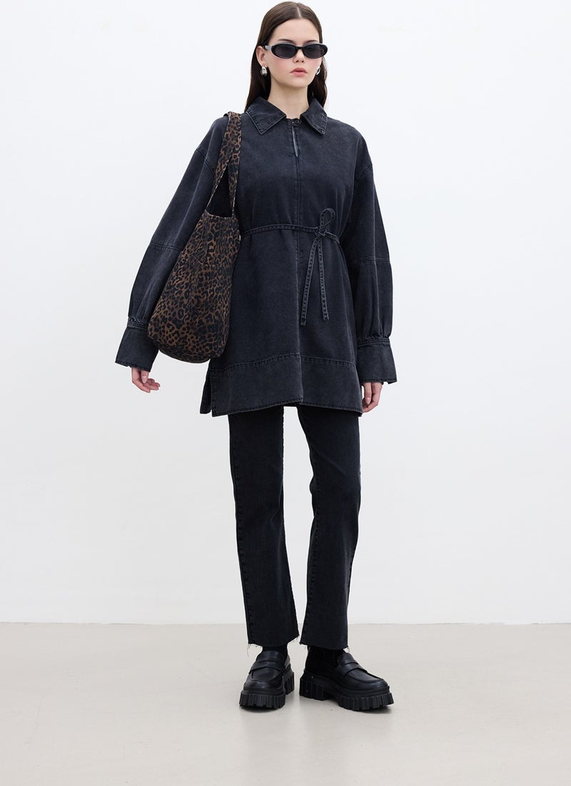 Manuka Wide Cuff Denim Shirt Black  - Image 1