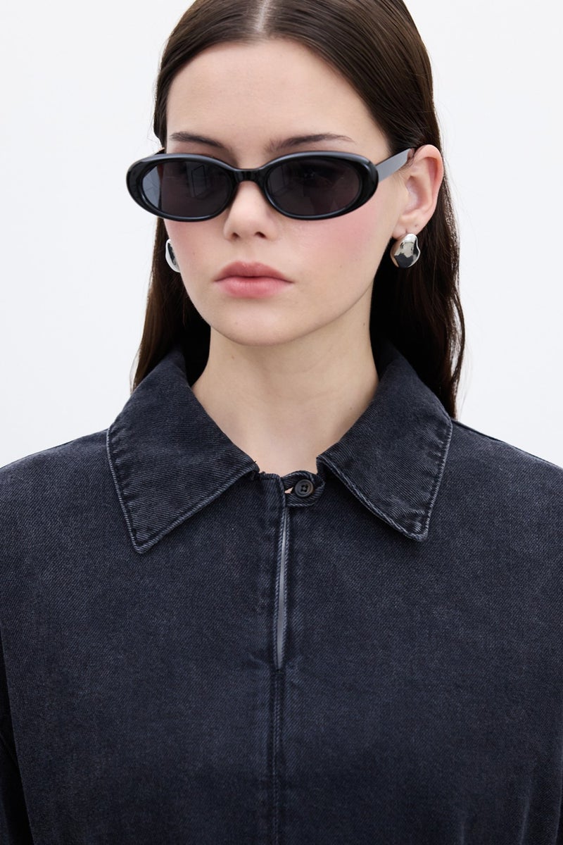Manuka Wide Cuff Denim Shirt Black  - Image 4