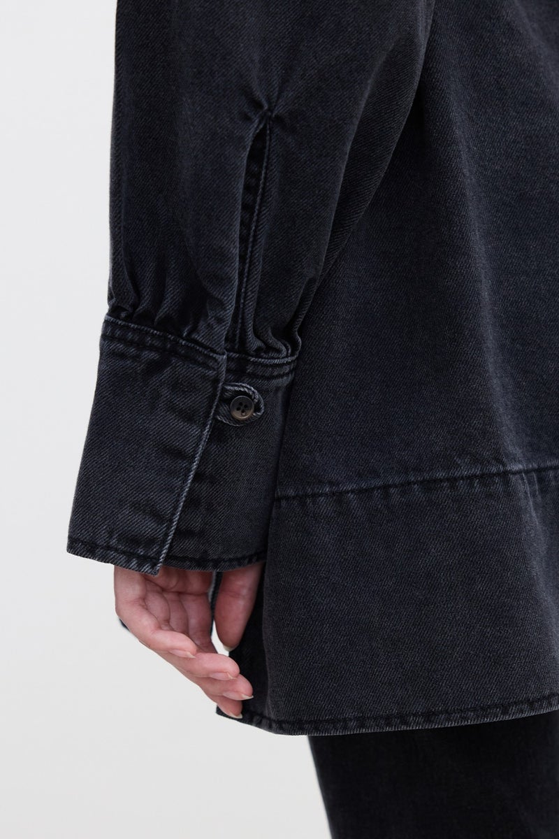 Manuka Wide Cuff Denim Shirt Black  - Image 5