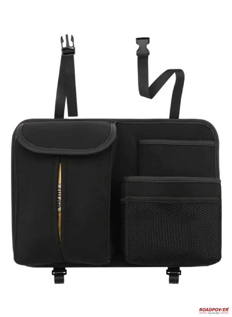 RoadPower Car Seat Back Organizer Large Capacity  Storage Bag With Hook Suede Car Tissue Box  - Image 1