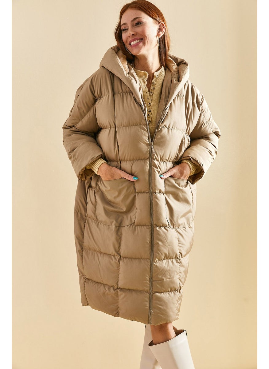 Lithe Bat Sleeve Hooded Long Inflatable Coat  - Image 1