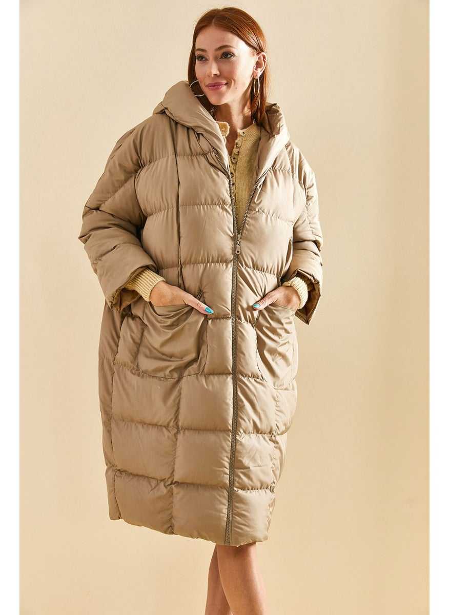 Lithe Bat Sleeve Hooded Long Inflatable Coat  - Image 3