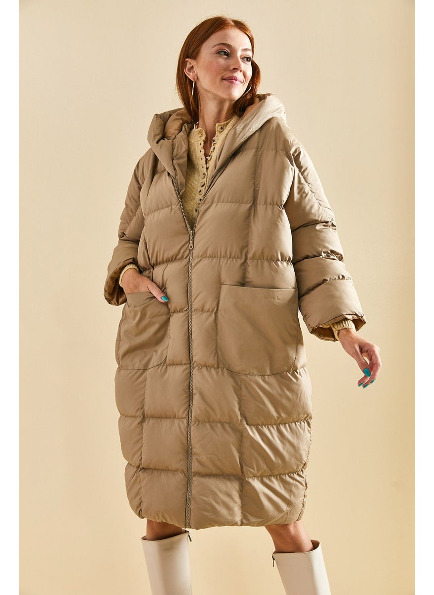Lithe Bat Sleeve Hooded Long Inflatable Coat  - Image 4