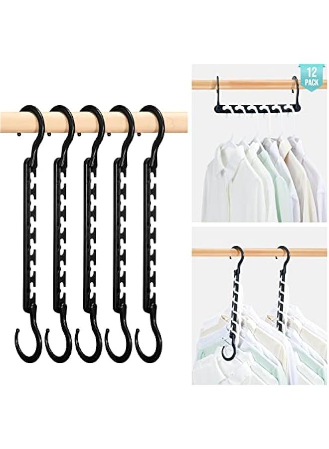 MIXDE Sturdy Plastic Space Saving Hangers 12 Pack, Cascading Hangers Organizer Closet Space Saver 80% and Wrinkle Free Clothes, Multi Collapsible Hangers for Heavy Clothes, Shirts, Pants - Image 1