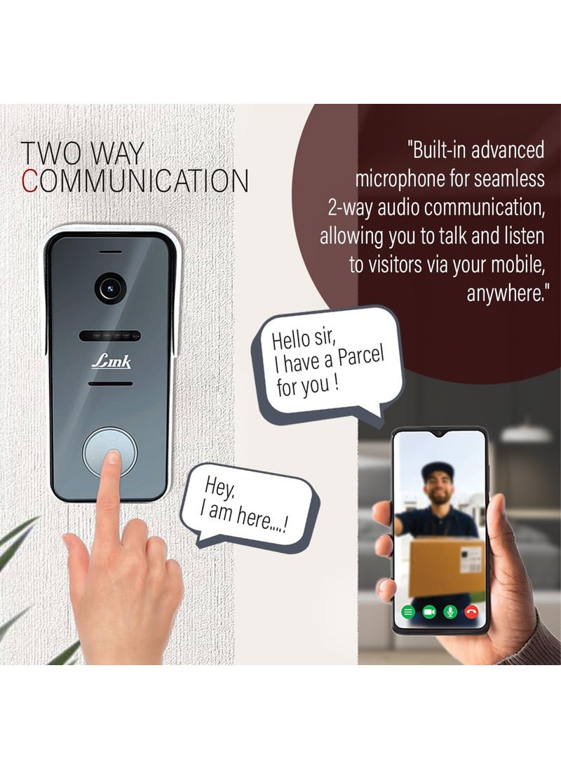 Link Link Smart WiFi Video Doorbell 1080P Instant Visitor Video Call 2Way Talk Motion Detection Intruder Alarm Alexa Google Assistant Grey Free Installation and 3 Year Domestic Warranty  - Image 3
