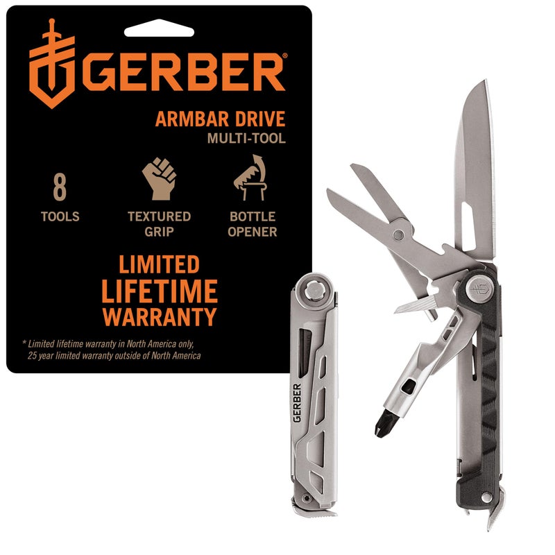 Gerber Gear Armbar Drive 8-in-1 Pocket Knife EDC Multitool with Screwdriver, 2.5" Blade, Onyx - Image 1
