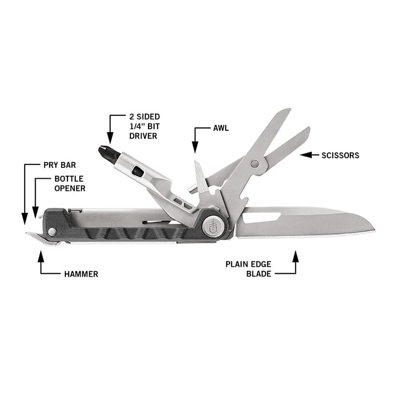 Gerber Gear Armbar Drive 8-in-1 Pocket Knife EDC Multitool with Screwdriver, 2.5" Blade, Onyx - Image 2