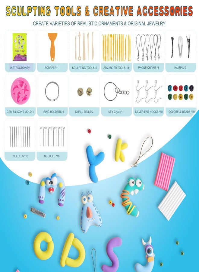 CyAJM Polymer Clay Starter kit, Oven Baked Model Clay, Safe and Non-Toxic DIY Modeling Clay, Sculpting Clay Tools and Accessories,Ideal Gift for Children, Adults and Artists (50 Color) - Image 2