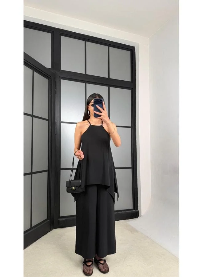 GAUS Black Knit Strap Tencel Dress GAUS-01436.