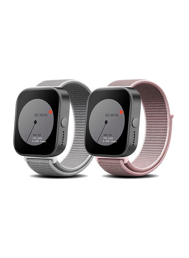 O Ozone (Pack of 2) Nylon Loop Sport Bands Compatible with CMF by Nothing Watch Pro/Watch Pro 2 Watchband Bracelet, Replacement Bracelet Wristband Wrist Strap Smart Watch Accessories for Men Women - Pink/Grey - Image 1