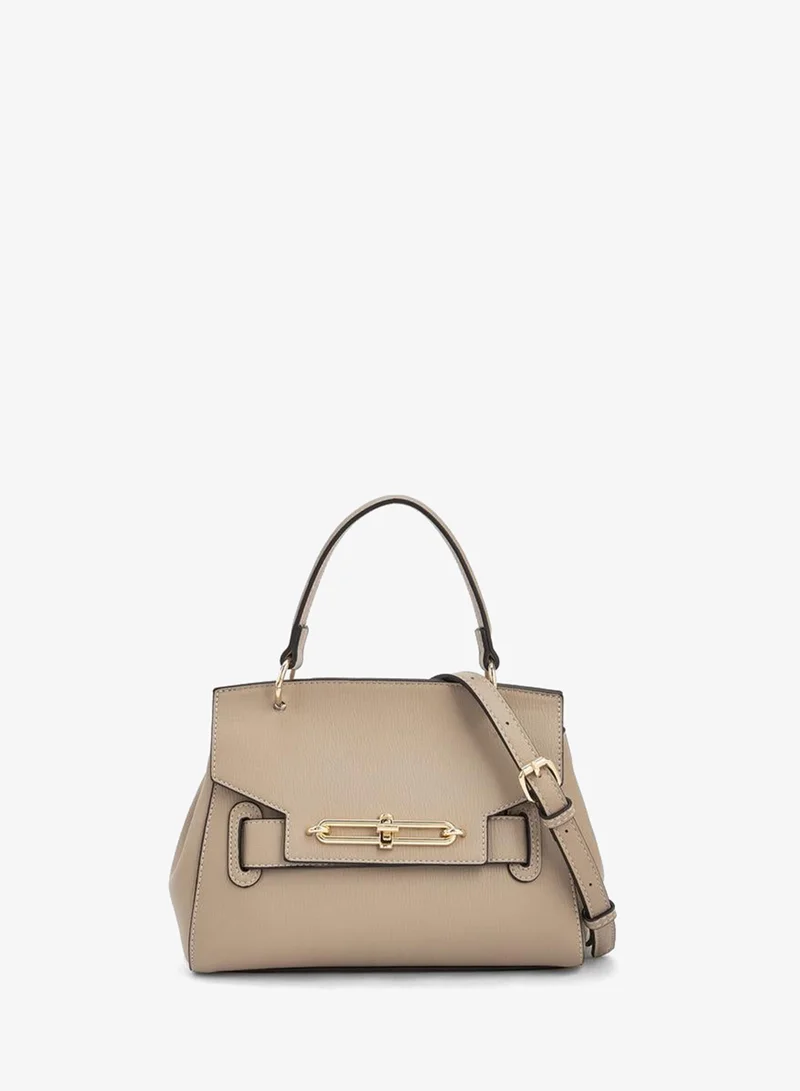 Paprika Textured Satchel Bag With Top Handle