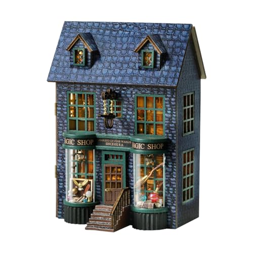 Flever Dollhouse Miniature DIY House Kit Creative Room with Furniture for Romantic Valentines Gift Magic Store - Image 1