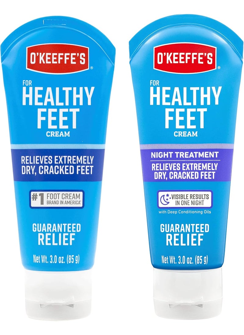 O'Keeffe's - O'Keeffe's for Healthy Feet Foot Cream; 3.0 Ounce Tube and O'Keeffe's for Healthy Feet Night Treatment Foot Cream; 3.0 Ounce Tube; Relieves Extremely Dry; Cracked Feet - Image 1