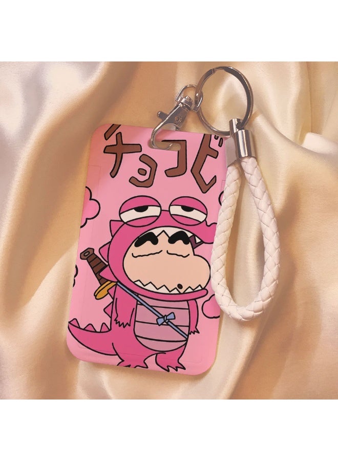 NIBEMINENT 1 - Piece Crayon Shin Kpop Photo Card Holder Pendant Key Chain ID Badge Holder ID Card Holder Photo Card Protector for School ID Office ID Access Card for Women Girls - Image 1