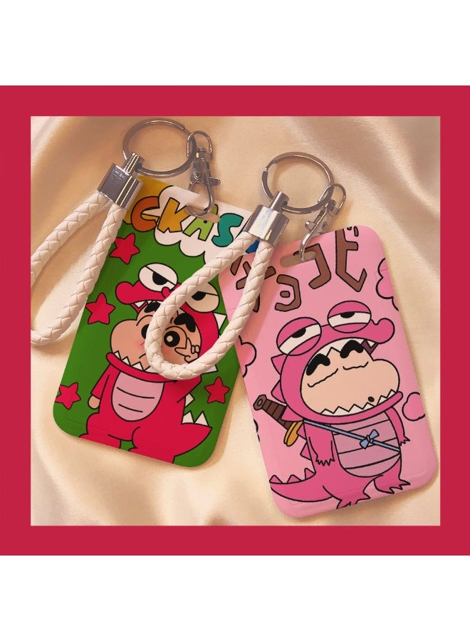 NIBEMINENT 1 - Piece Crayon Shin Kpop Photo Card Holder Pendant Key Chain ID Badge Holder ID Card Holder Photo Card Protector for School ID Office ID Access Card for Women Girls - Image 2