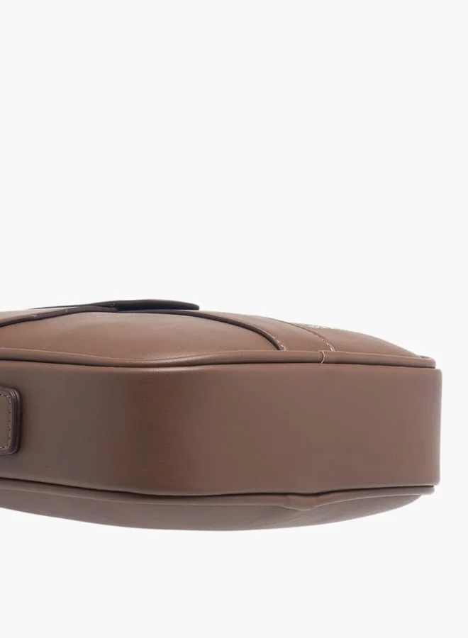 دوتشيني Men's Panelled Crossbody Bag with Zip Closure and Adjustable Strap