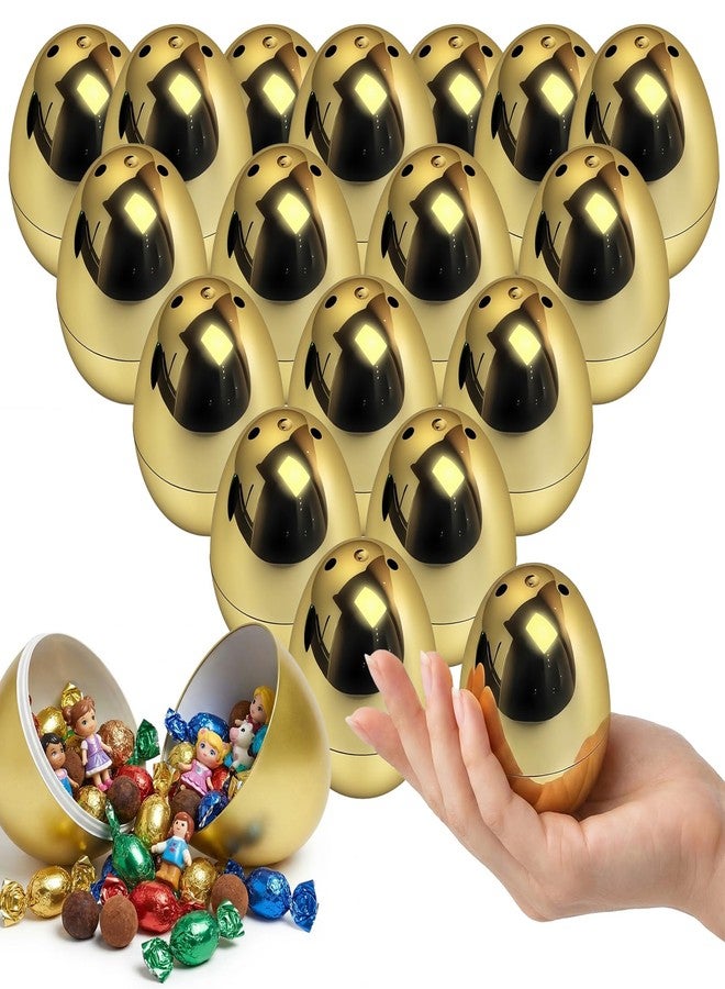 Nyicey 24 Pack Gold Easter Eggs, Fillable Metallic Golden Empty Eggs for Hunt Party Toys Supply Bulk- 2.3" - Image 1