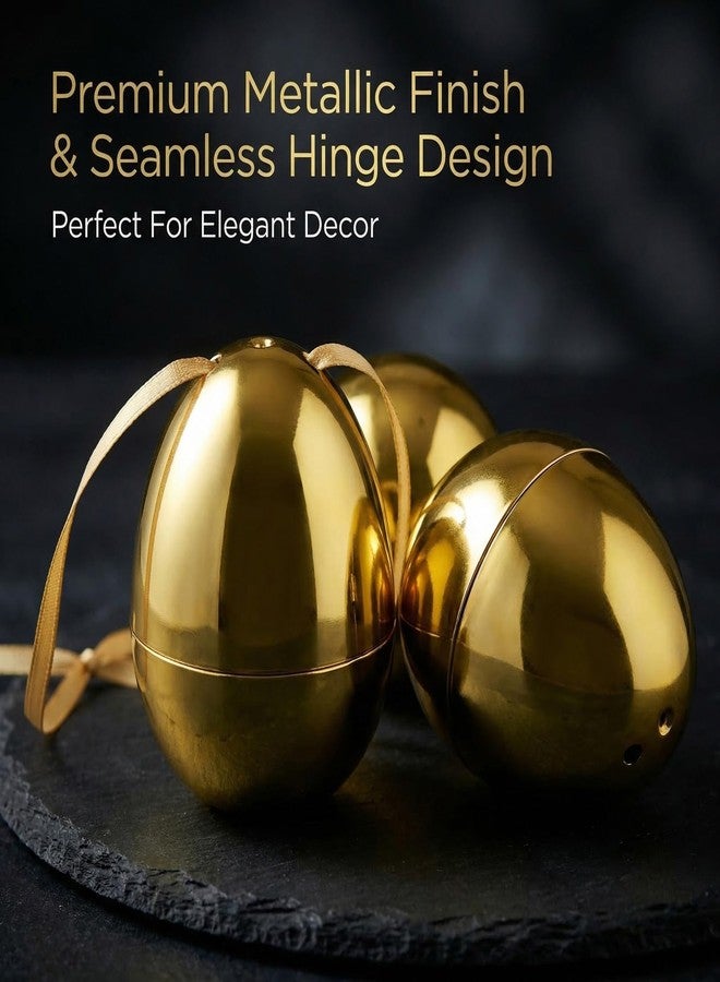 Nyicey 24 Pack Gold Easter Eggs, Fillable Metallic Golden Empty Eggs for Hunt Party Toys Supply Bulk- 2.3" - Image 3