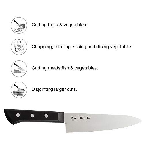 Kai Gift Box Premium Chef Hocho & Santoku Knife Set - 18.7 cm, 17.2 cm & 14.2 cm Blades, Black Stainless Steel (Pack of 3) - Image 5