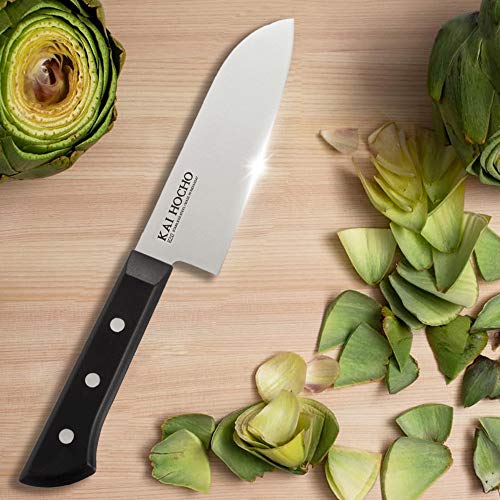 Kai Gift Box Premium Chef Hocho & Santoku Knife Set - 18.7 cm, 17.2 cm & 14.2 cm Blades, Black Stainless Steel (Pack of 3) - Image 3