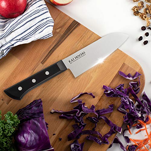 Kai Gift Box Premium Chef Hocho & Santoku Knife Set - 18.7 cm, 17.2 cm & 14.2 cm Blades, Black Stainless Steel (Pack of 3) - Image 4