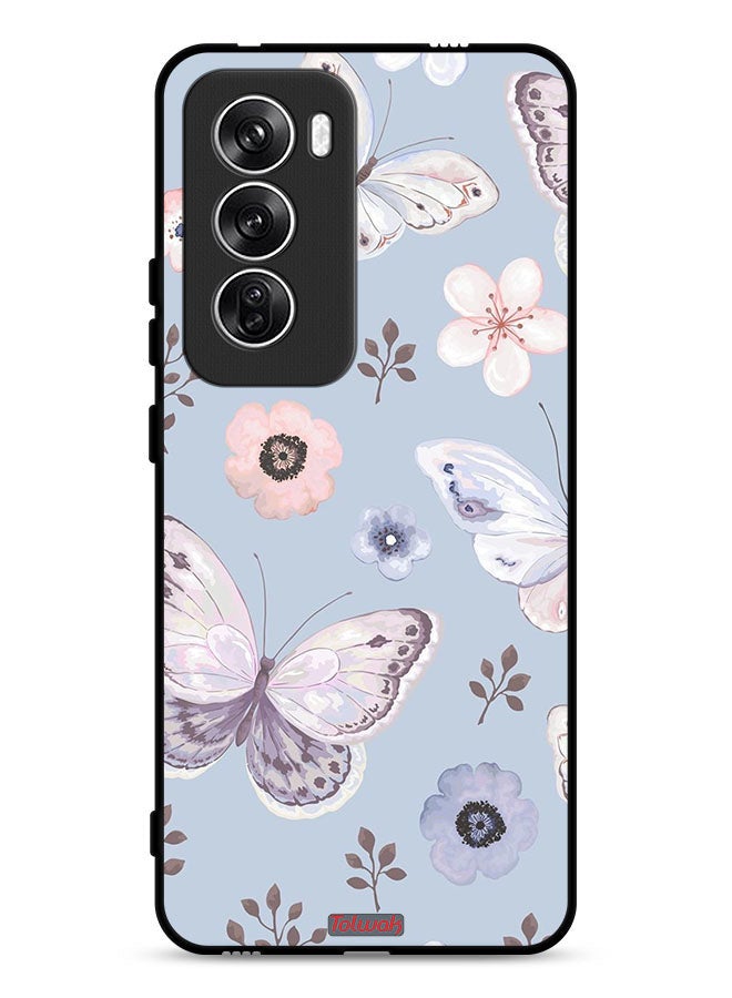 Tolwak Oppo Reno12 5G Protective Case Cover Butterflies And Flowers - Image 1